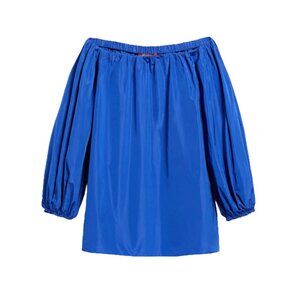 Max Mara Blue Taffeta Off the Shoulder Top